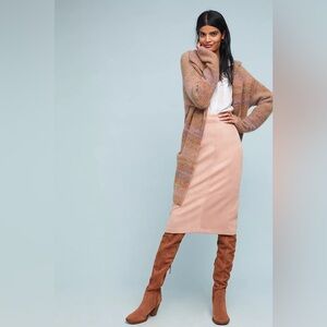 Akemi + Kin Faux Suede Midi Chic Blush Pencil Skirt